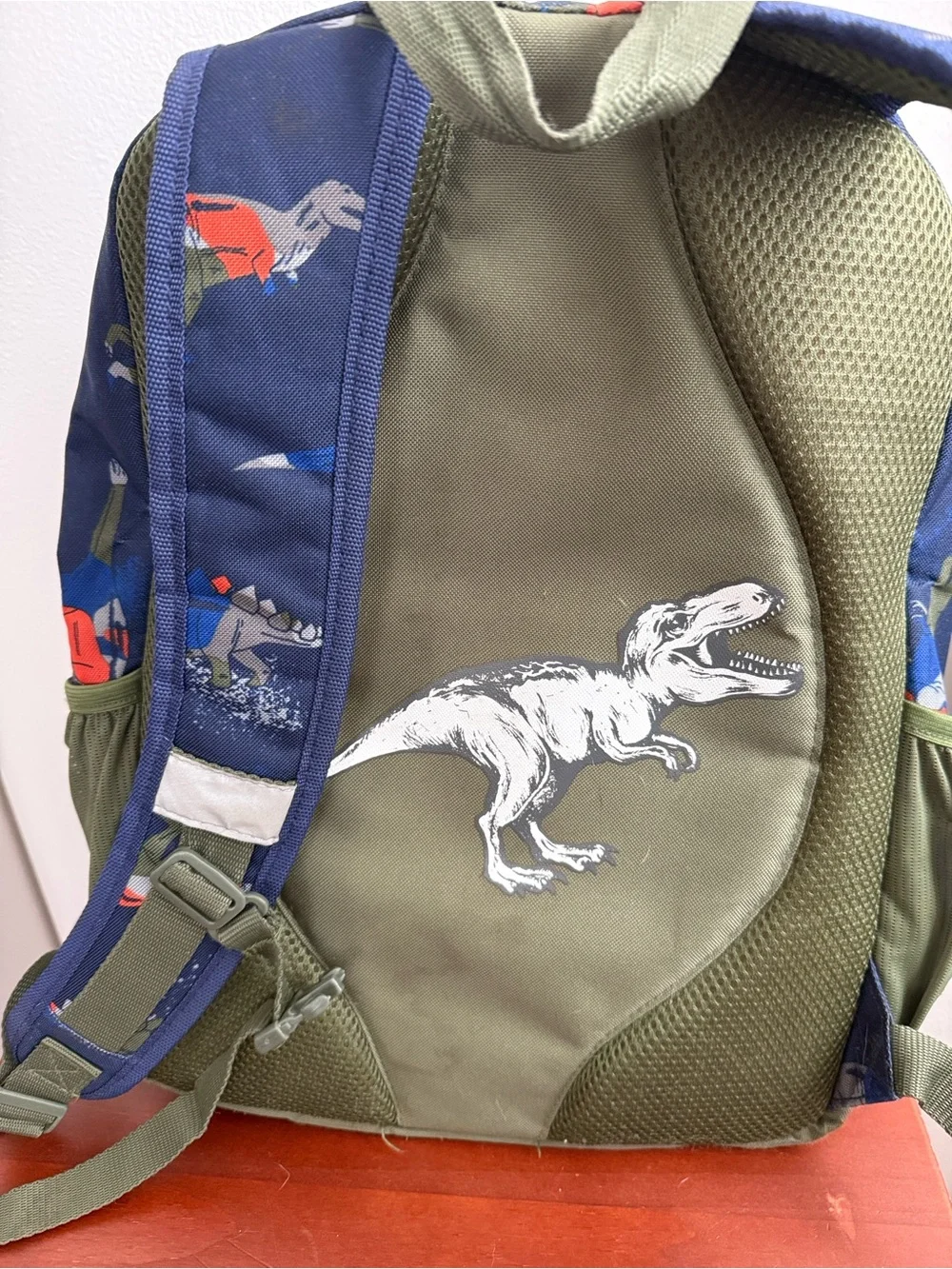 Backpack - Navy with Olive trim - Dinosaur 🦕 print